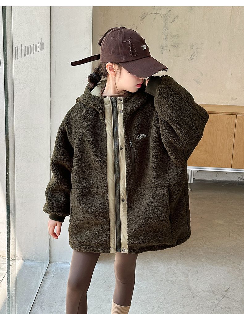 Reversible Kids Fleece Jacket – Korean-Style Windproof Outerwear For Boys & Girls (120-170cm, 3000mm Waterproof, Dual-Layer Warmth)_voghion.com