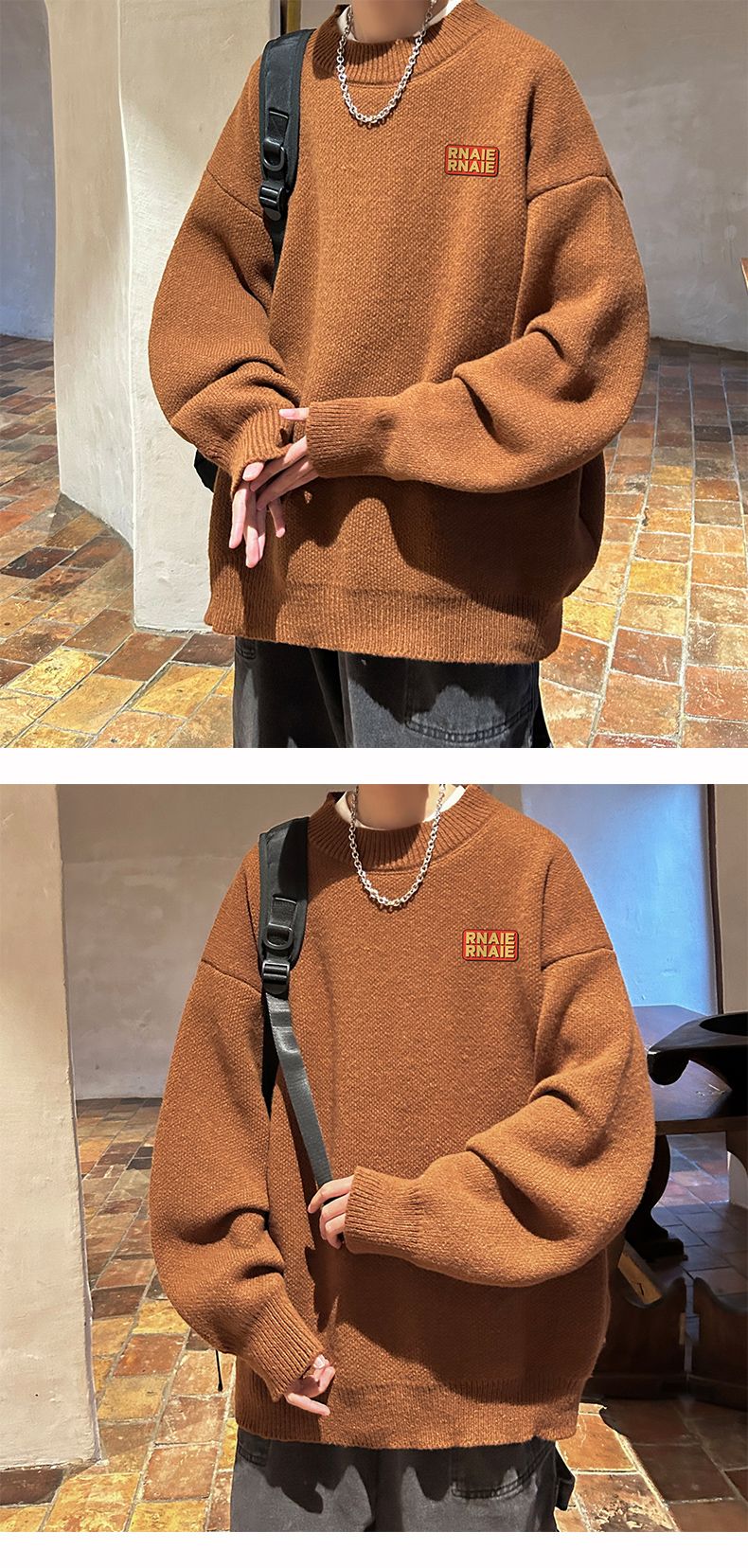 Maglione a collo alto da uomo, autunno inverno, caldo e spesso, pullover comodo, maglieria alla moda con base larga, capispalla_voghion.com