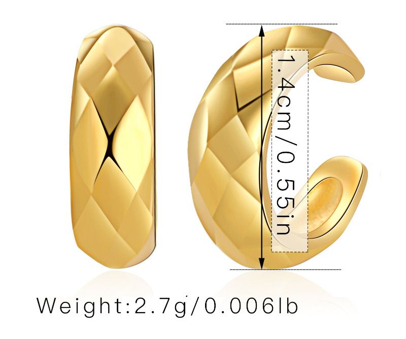 Clip per orecchio in metallo retrò francese per orecchie non forate, placcata in rame con vero oro K, clip per orecchio a forma di C semplice, compatta e di alta qualità_voghion.com