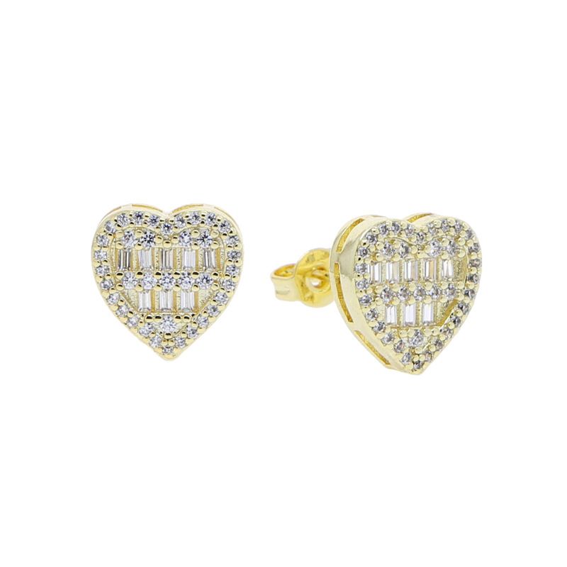 Dames sieraden Hartvormige zirkoon oorbellen in ingelegde koperen zirkoon licht luxe retro trend hiphop oorbellen_voghion.com
