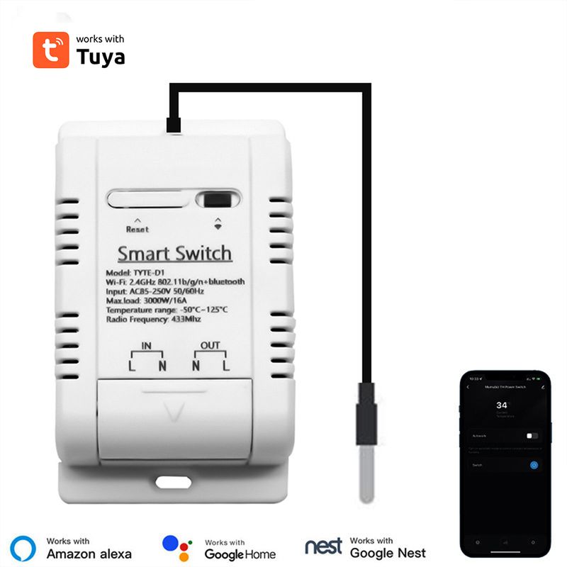 Tuya WiFi Temperatur Schalter 16A 3000W Energieverbrauch Überwachung Intelligente Thermostat Arbeiten mit Alexa Home_voghion.com