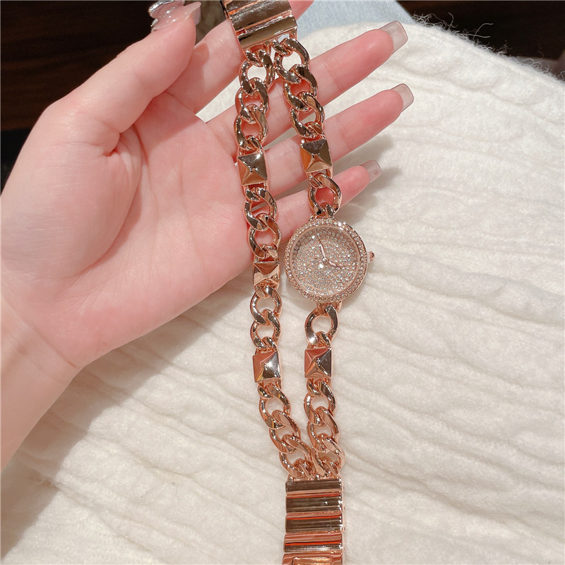 Cacaxi-Uhr für Damen, Roségold, Volldiamant, Kette, Artikel, modischer Trend, wasserdichte Quarzuhr_voghion.com