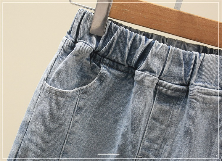 Chemise à manches longues et jean cloué avec nœud en dentelle pour enfants, deux ensembles, printemps et automne_voghion.com