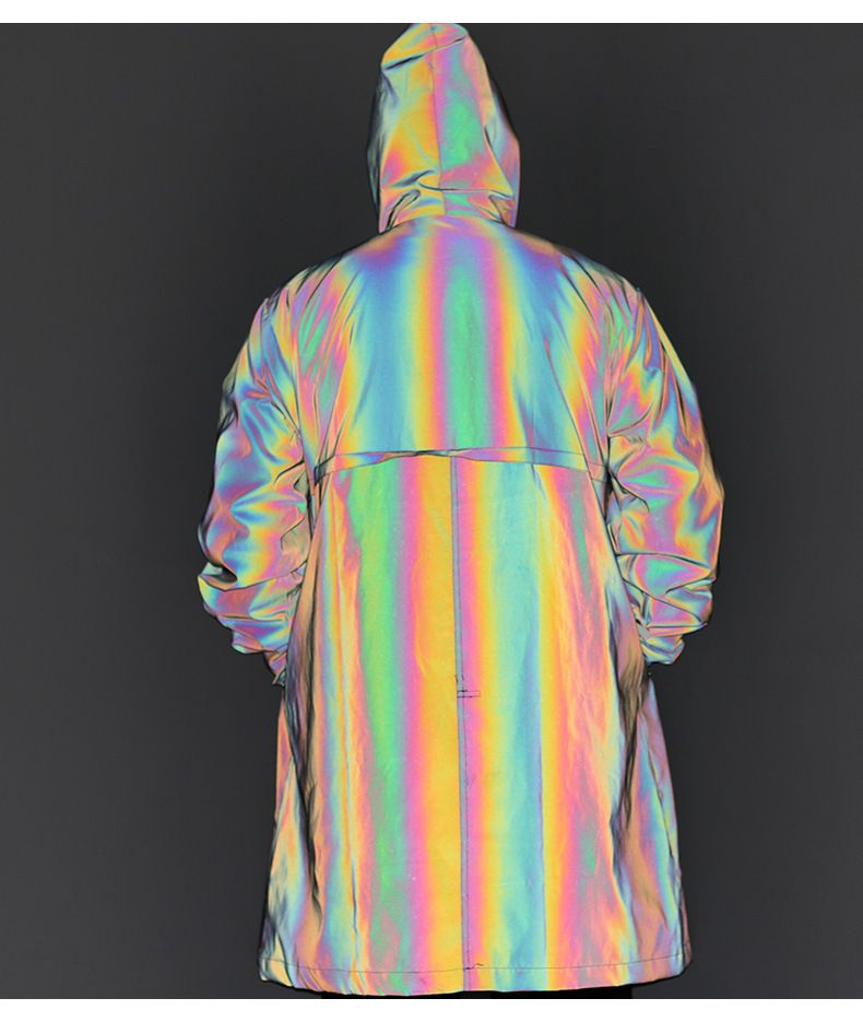 Men's Clothing long colorful reflective raincoat adult men and women large size windbreaker outdoor zipper raincoat_voghion.com