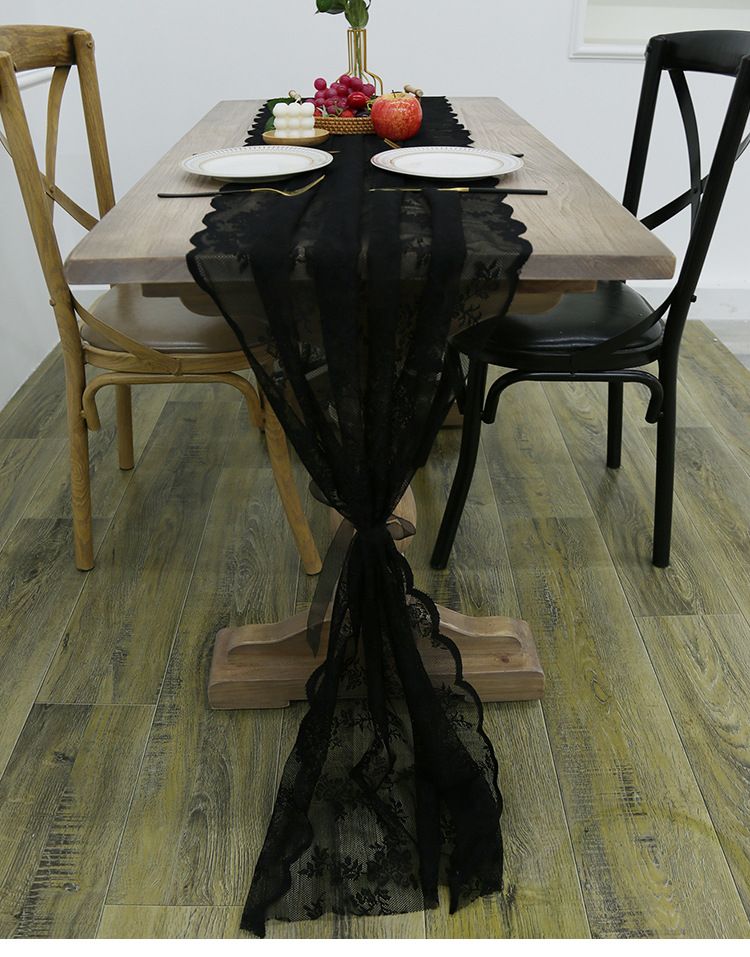 White Lace Table Runner Set - Elegant Cover For Coffee Table TV Stand Dresser & Shoe Cabinet_voghion.com