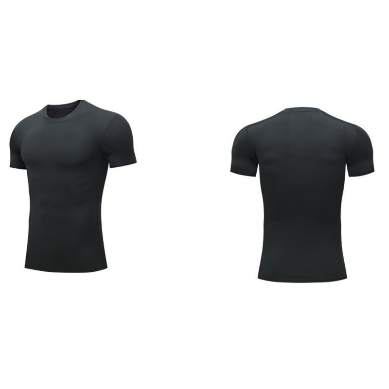 Abbigliamento sportivo da uomo PRO Fitness, aderente, a maniche corte, ad asciugatura rapida, elastico, maglietta da corsa, maglia da ciclismo a compressione_voghion.com