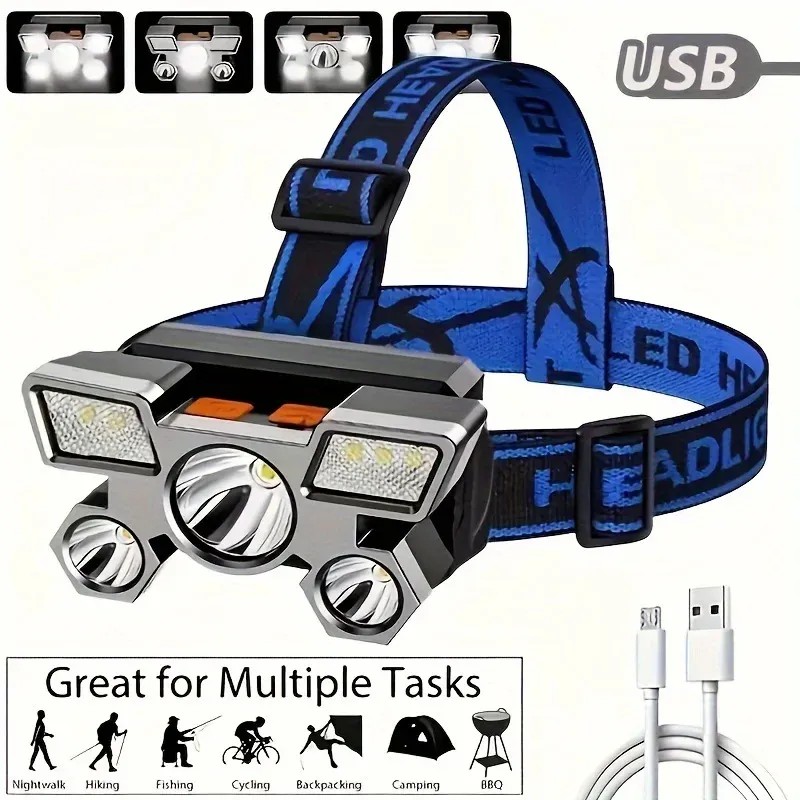1 Stück ultrahelle Scheinwerfer – langlebiger wiederaufladbarer Akku – geeignet für Camping, Laufen und Outdoor-Abenteuer-Design_voghion.com