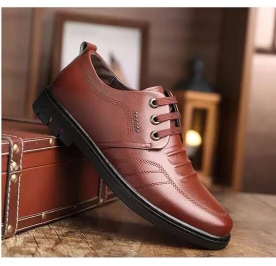 Mocassins Derby en cuir verni pour hommes, chaussures décontractées à bout pointu_voghion.com