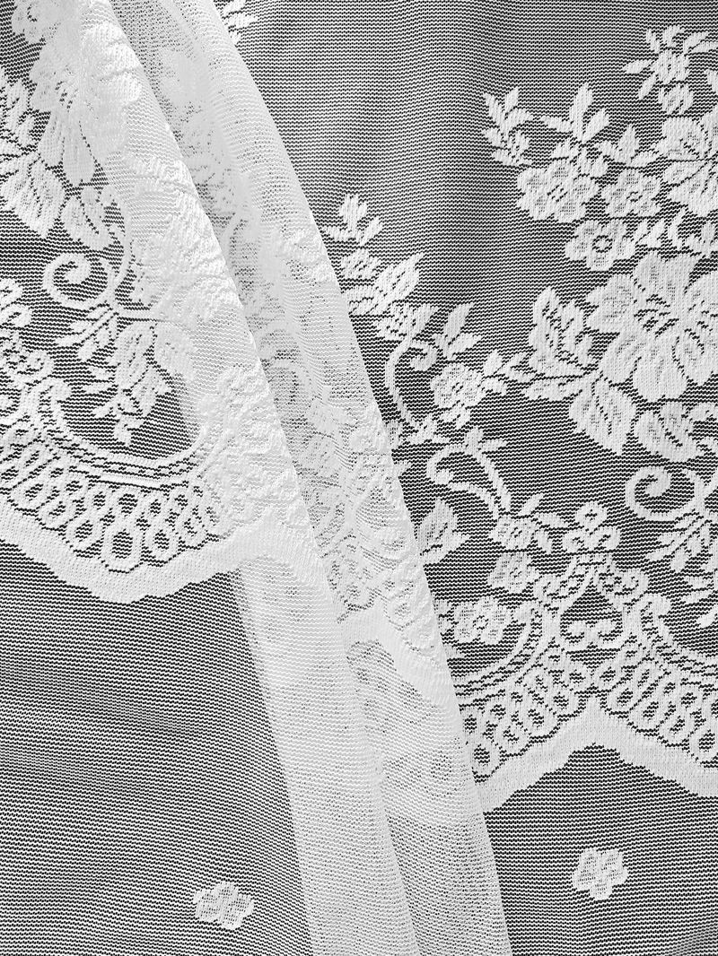 Rideaux transparents en dentelle blanche - Élégants rideaux de fenêtre en voile brodé (84 x 96 pouces, filtrant la lumière, isolant thermique, facile à installer, infroissable)_voghion.com