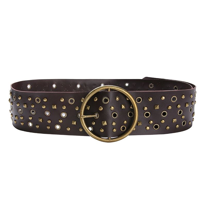 Circular Hollow Pin Buckle 2025 Summer American Style Outerwear Decorative New Western Belt Collection_voghion.com