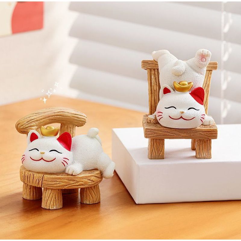 Glück Kleine Ornament Home Office Desktop Emotionale Stabilität Glück Katze Nette Dekoration Mini Auto Halterung_voghion.com