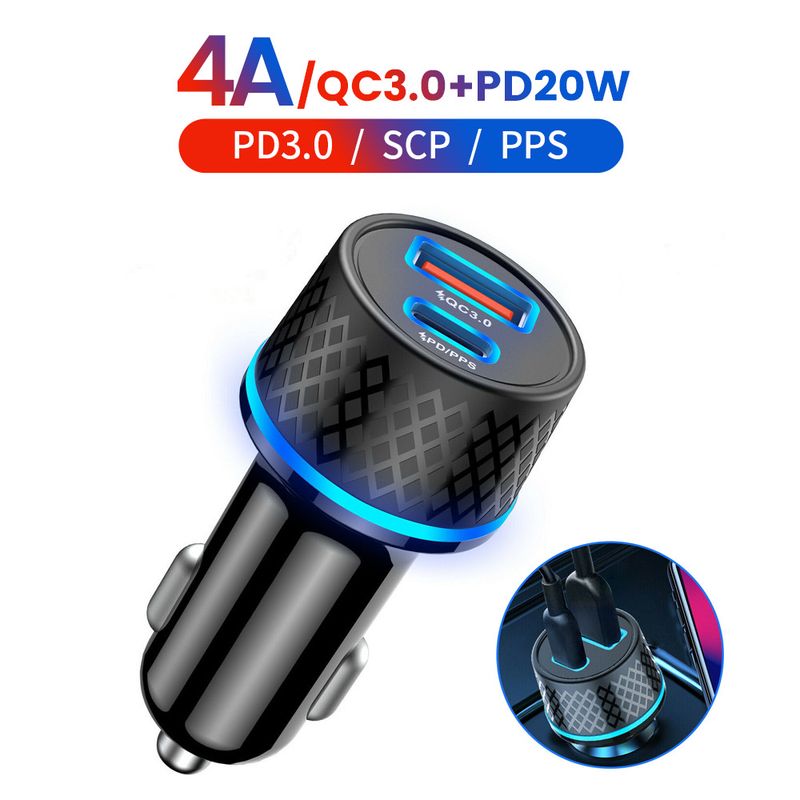Music Festival  20W QC4.0 USD+PD fast charging mobile phone Type-C charger car cigarette lighter_voghion.com