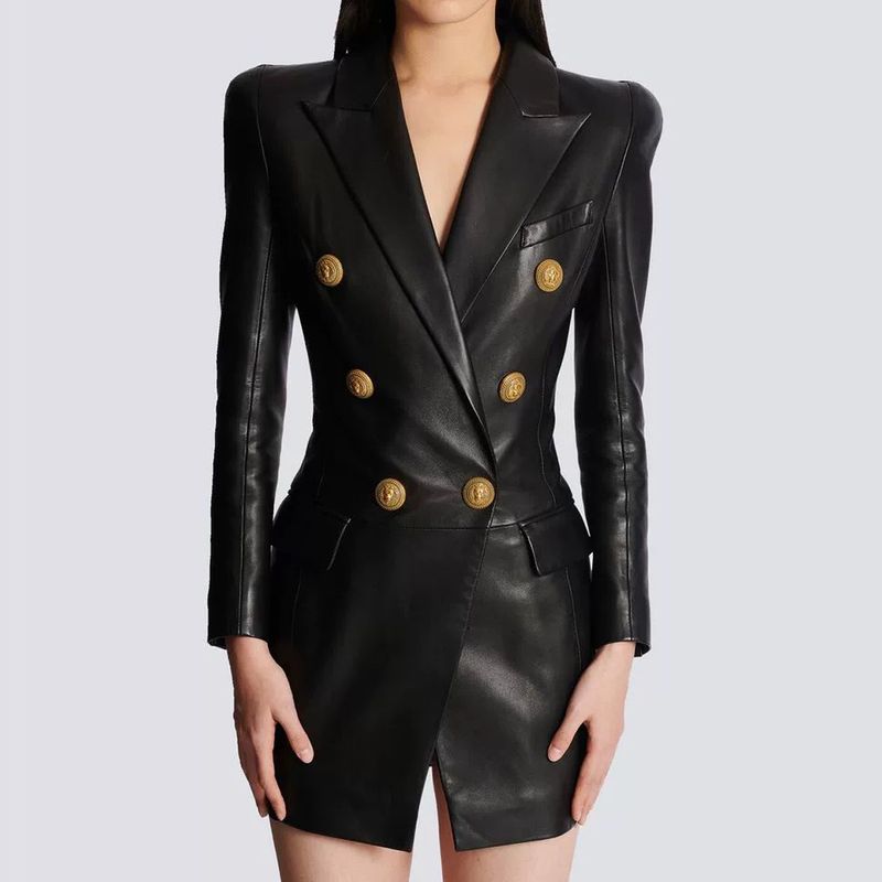 Abbigliamento Primavera e Autunno Nuovo Alta Moda Semplice Temperamento Slim Fit Donna Vestito Gonna in Pelle PU_voghion.com