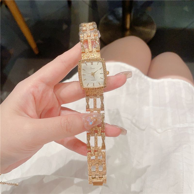 Orologi da donna quadrati piccoli verdi, orologio da donna al quarzo per il tempo libero, orologio da donna di lusso con luce media_voghion.com