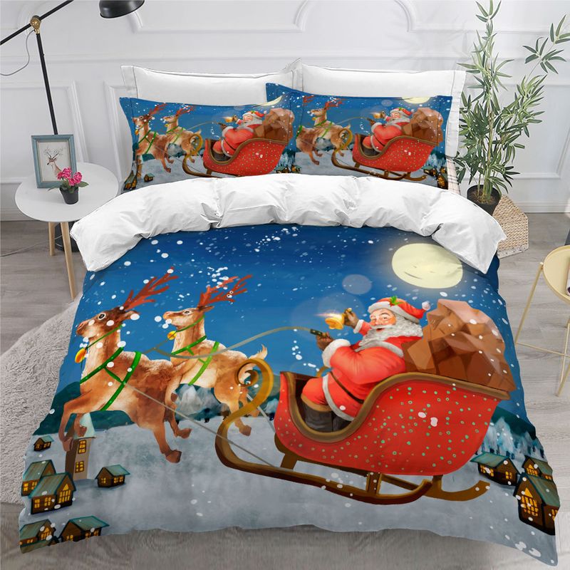 Biancheria da letto di alta qualità in tessuto natalizio, copripiumino con tre cuscini, set di quattro pezzi di lenzuolo, decorazione per la casa_voghion.com