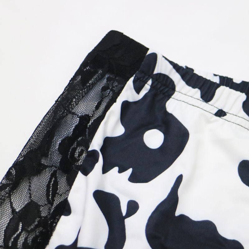 pantaloni corti sexy taglie forti in pizzo trasparente patchwork casual pantaloncini tuta_voghion.com