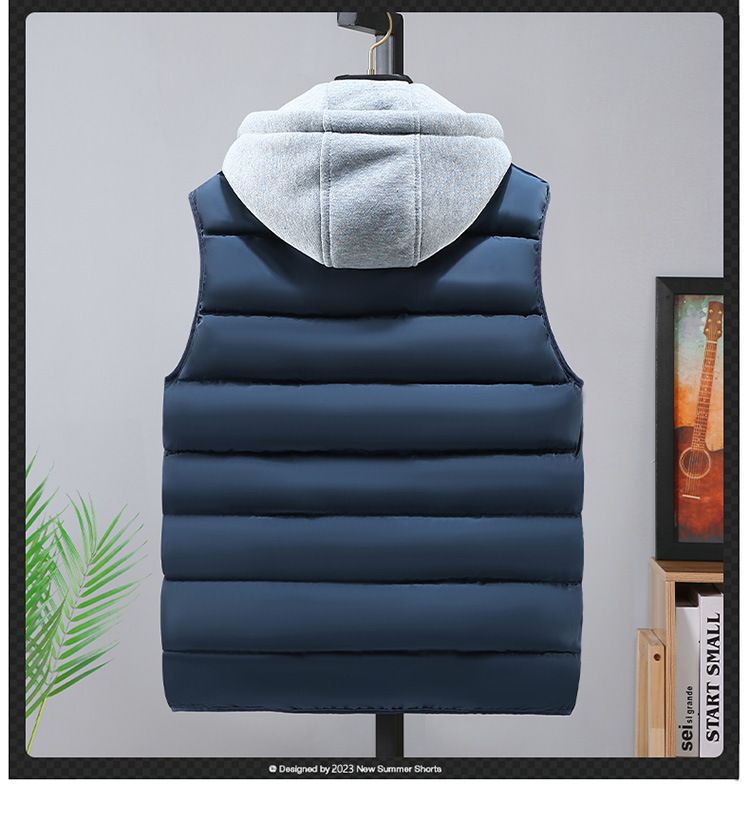 Leichte Steppweste für Herren, Slim Fit, Winter, warmes Fleecefutter, lässige Outdoor-Weste mit Reißverschluss für Herren, modischer Unisex-Mantel (Schwarz, Blau, Rot)_voghion.com