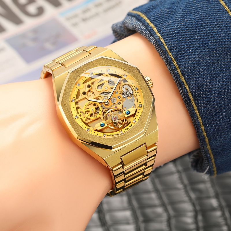 Men's Automatic Mechanical Watch With Luminous Hands, Three Subdials, And Day Display - Stainless Steel Band Six Pin Week Steel Belt Mechanical Watch_voghion.com