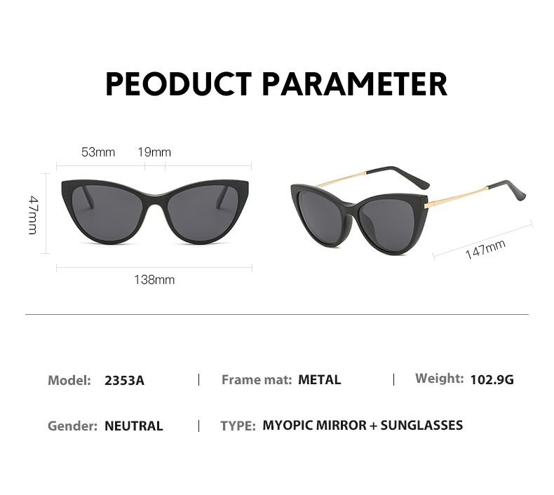 New Arrivals 6 In 1 Spectacle Frame Women With 5 PCS Clip On Polarized Sunglasses Magnetic Glasses Female Computer Optical 2353D_voghion.com