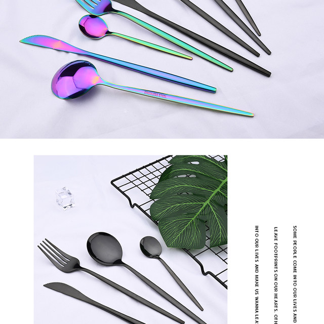 24 pièces ensemble de vaisselle occidentale noire ensemble de couverts en acier inoxydable fourchette couteau cuillère ensemble de vaisselle ensemble de couverts ensemble d'argenterie_voghion.com