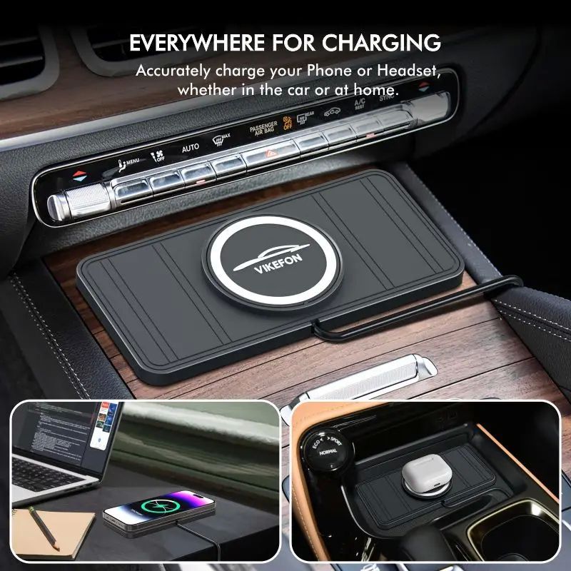 Car Wireless Charger Silicone Non-Slip Pad RGB Light For IPhone_voghion.com