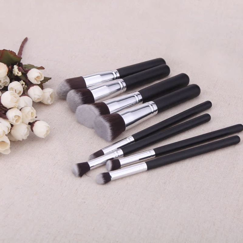 8-teiliges Make-up-Pinsel-Set, schwarzer Griff, goldene Röhre, silberne Röhre, schwarzer Griff, Set, heißer Verkauf in Europa und Amerika, 6 Farben, hergestellt von GUJHUI_voghion.com