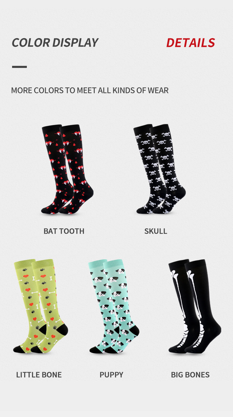 outdoor sports cycling compression socks for men and women multi color running elastic calf socks Halloween pressure socks_voghion.com