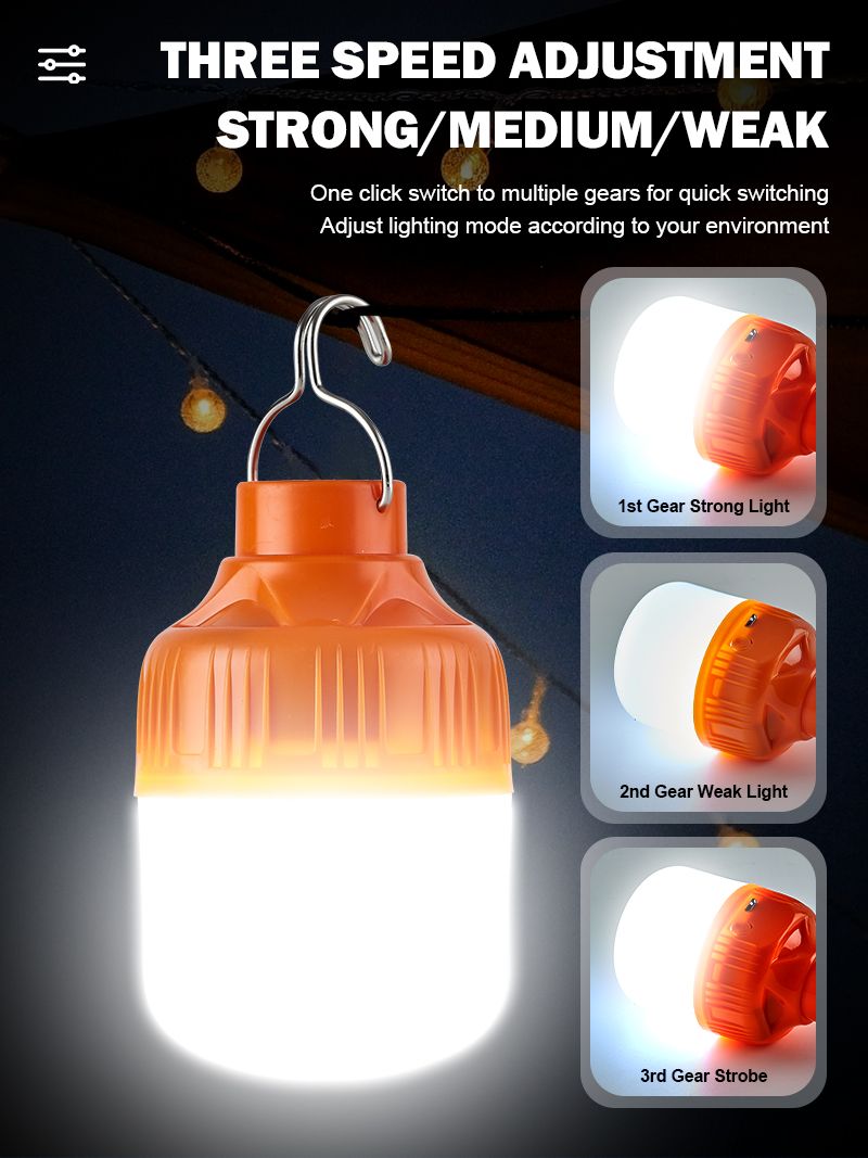 Bombillas LED recargables por USB para exteriores, luz de emergencia de alto brillo, para acampar, pescar, linterna portátil, luces nocturnas_voghion.com