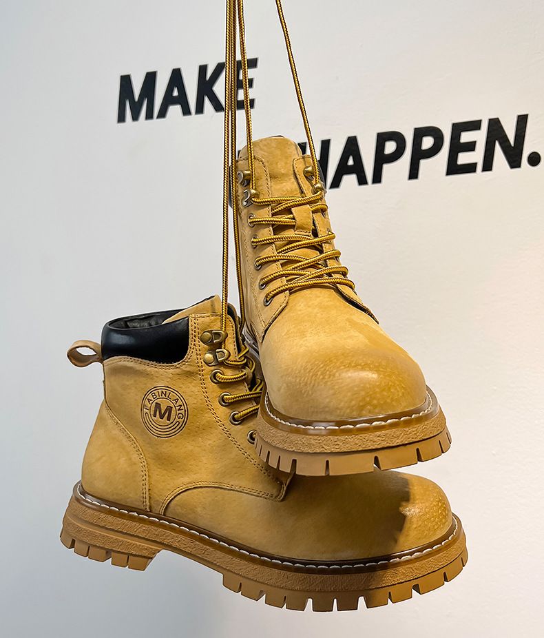 Spring Mid-top Leather Shoes Short Boots Retro Mountaineering Boots Men's Outdoor Casual Short Boots_voghion.com
