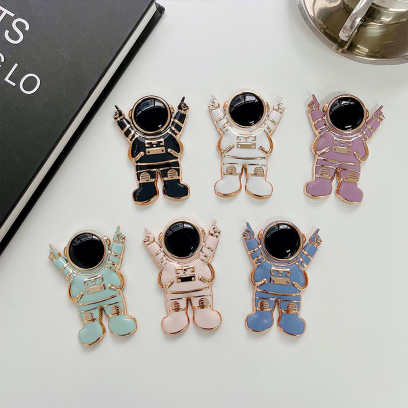 Astronaut Electroplated Mobile Phone Holder Cartoon Finger Ring Holder Three-dimensional Support Lazy Phone Holder For Desk_voghion.com