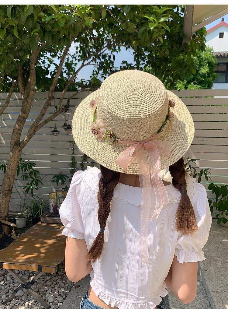 Cappello estivo con protezione solare, cappello da spiaggia, cappello di paglia intrecciato_voghion.com