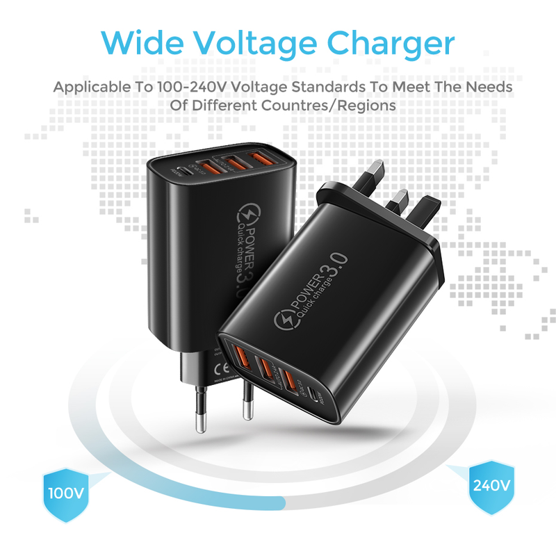 C USB charger 30W PD fast charging charger 4-port mobile phone charger wall adapter suitable for Xiaomi iPhone_voghion.com