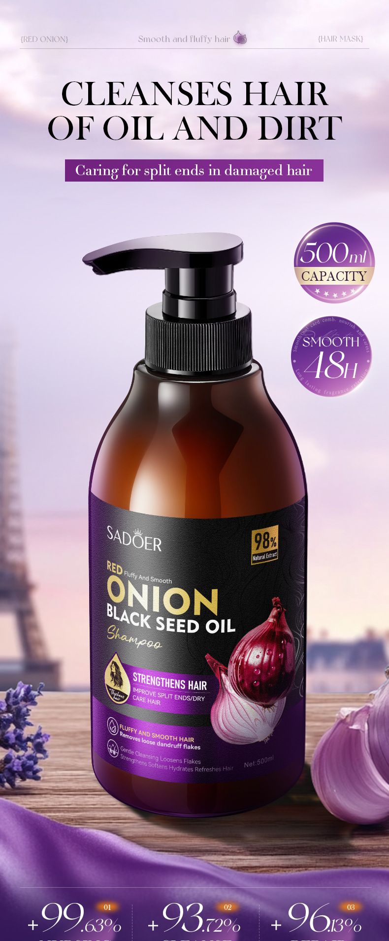 Shampoo antiforfora nutriente e soffice all'olio di semi di cipolla 500 ml_voghion.com