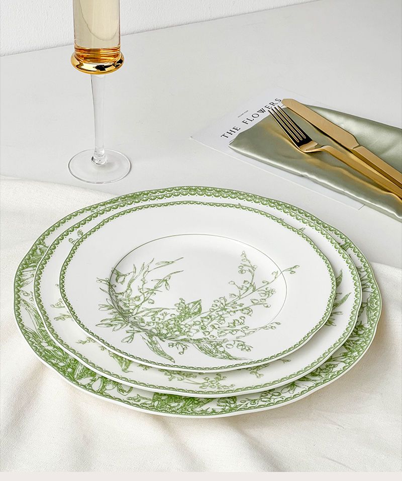 Ins Jade Grün Maiglöckchen Serie Ästhetischen Hohe Bone China Westlichen Esszimmer Heimgebrauch Internet Promi Dessert_voghion.com