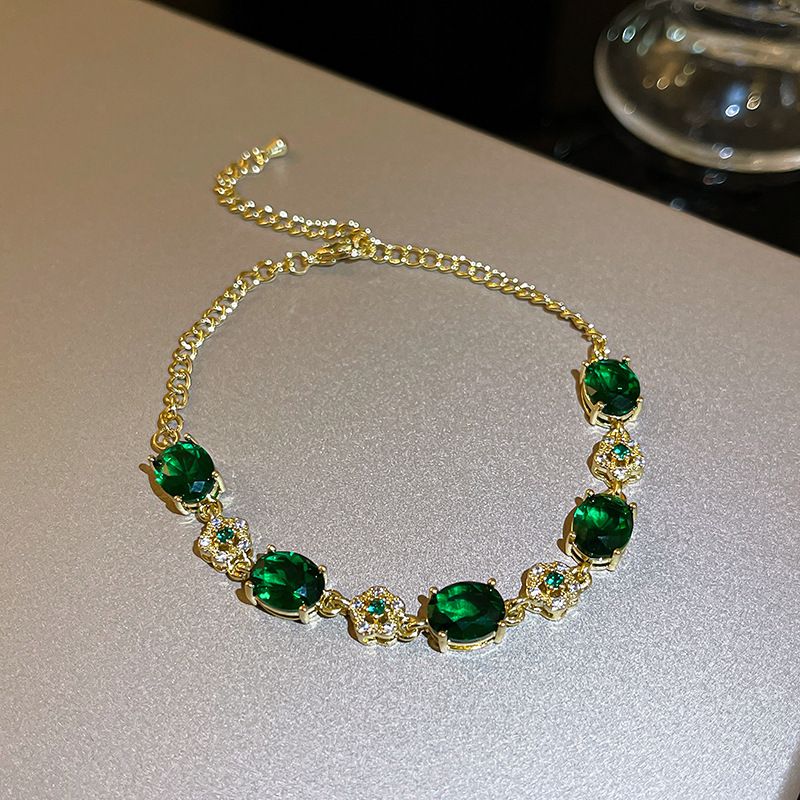 Neues Armband mit Diamanten und Zirkonia, superfunkelndes koreanisches Smaragdarmband, elegant und hochwertig, Handarbeit für die Freundin, Damentrend_voghion.com