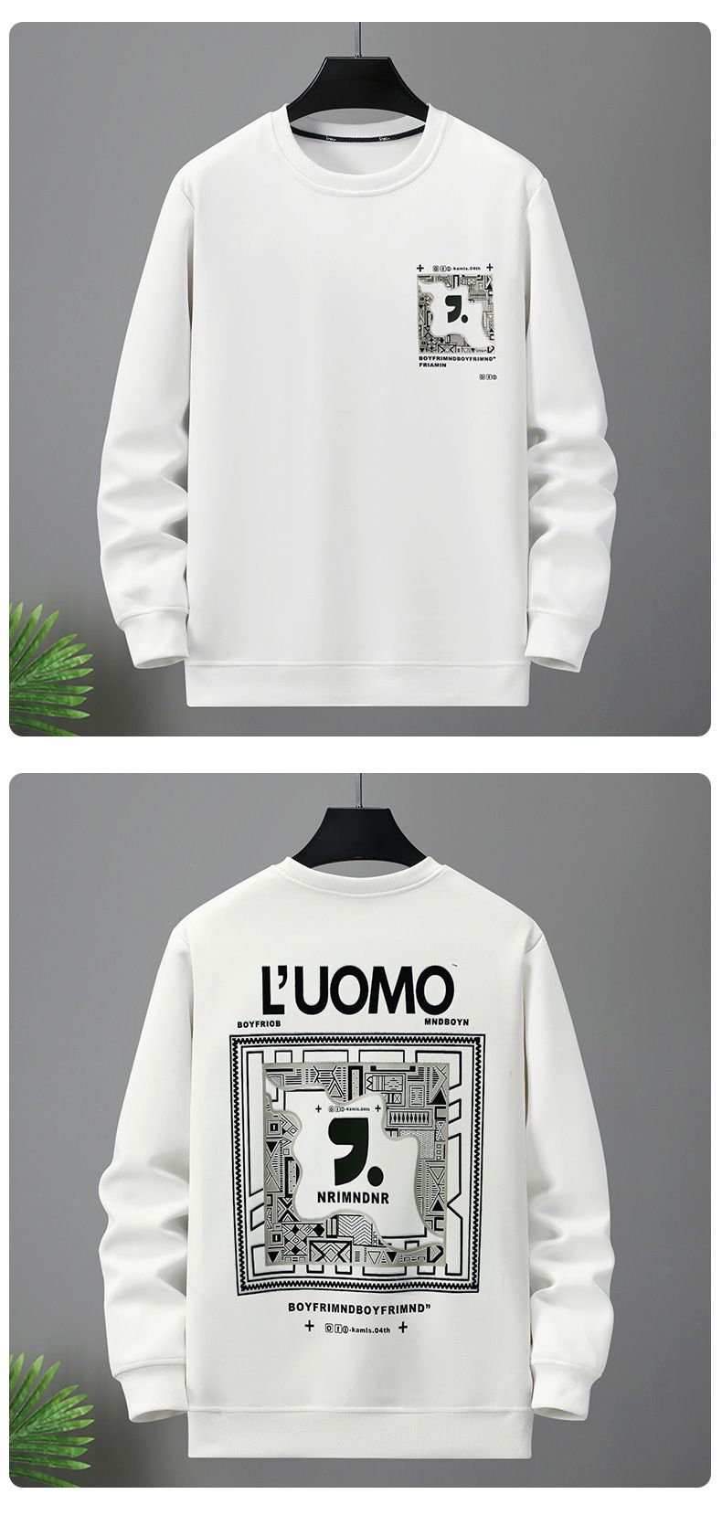 Übergroßer Freizeit-Hoodie für Herren – Baumwoll-Sweatshirt in Übergröße, abstrakter Druck, lockere Passform, 4XL-10XL (Schwarz/Weiß)_voghion.com