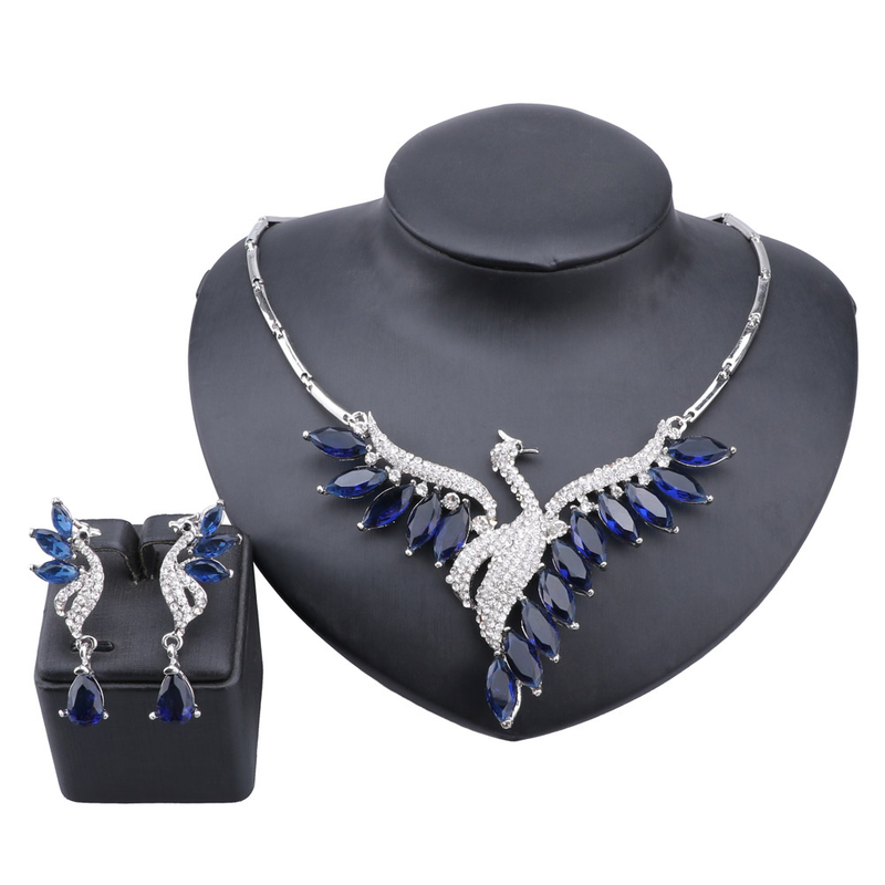 Squisito zircone cristallo fenice collana orecchino set di gioielli da sposa per le donne regalo festa nuziale ballo di fine anno_voghion.com