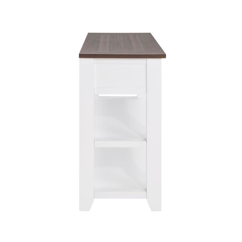 Retro Design Console Table With Two Open Shelves, Pine Solid Wood Frame And Legs For Living Room_voghion.com