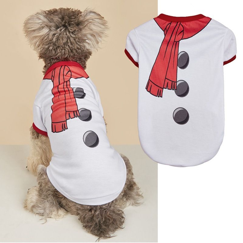 Ubranka dla psa na Boże Narodzenie Święty Mikołaj Czerwony Zielony cienki oddychający T-shirt dla zwierząt Teddy mały szczeniak Sznaucer ubranka dla psa_voghion.com