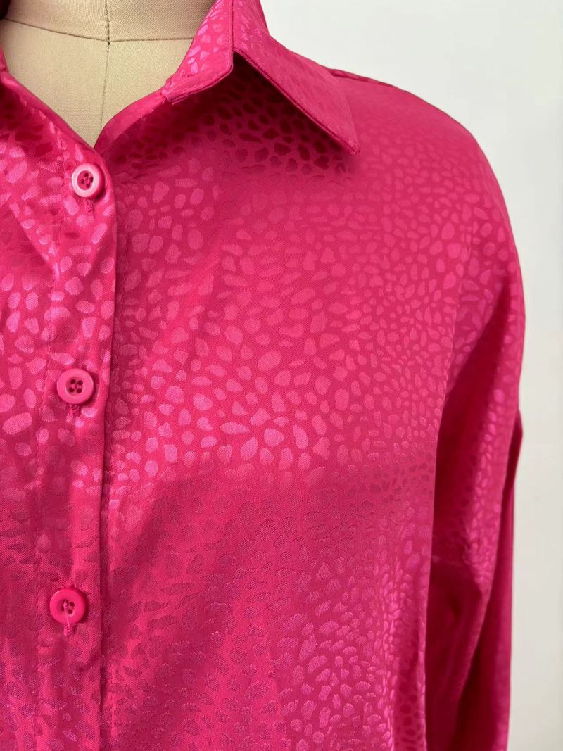Vêtements pour femmes Costumes pour femmes Chemises à manches longues à revers Pantalons à imprimé léopard Costumes deux pièces décontractés à la mode_voghion.com