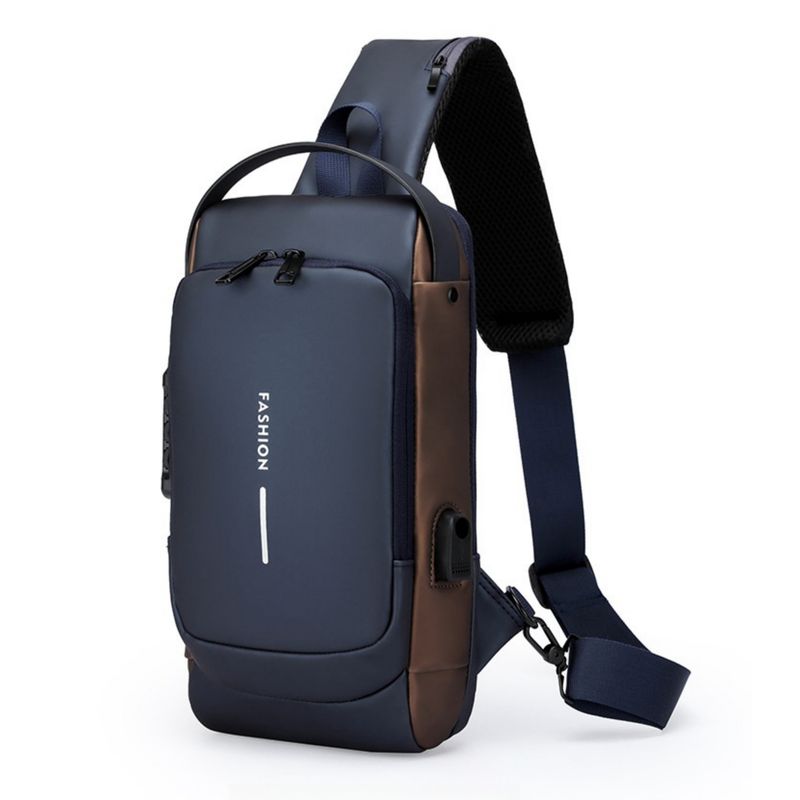 Oxford Fabric Sling Backpack With USB Charging Port, Adjustable Strap - Casual Outdoor Crossbody Bag For Hiking And Travel_voghion.com