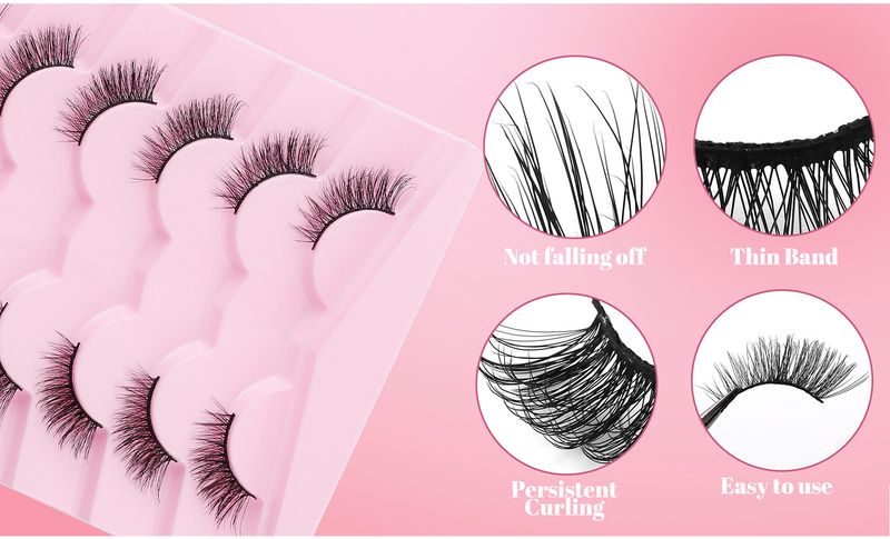 False Eyelashes New Half Eye Slanted Fox Style False Eyelashes 7 Pairs Thick Curled Eye End Lengthening Eyelashes False Eyelashes_voghion.com