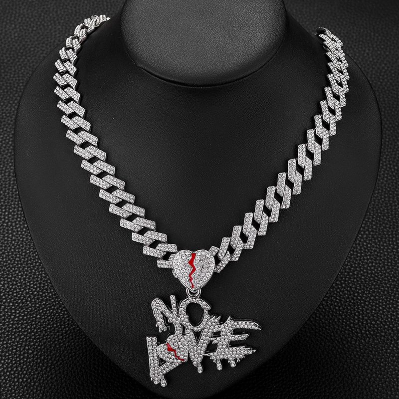 Dodatki za moške, Personaliziran hip-hop, Kubanska verižica, Modno, Z diamanti, Srce parajoče, BREZ LJUBEZENSKEGA pisma_voghion.com