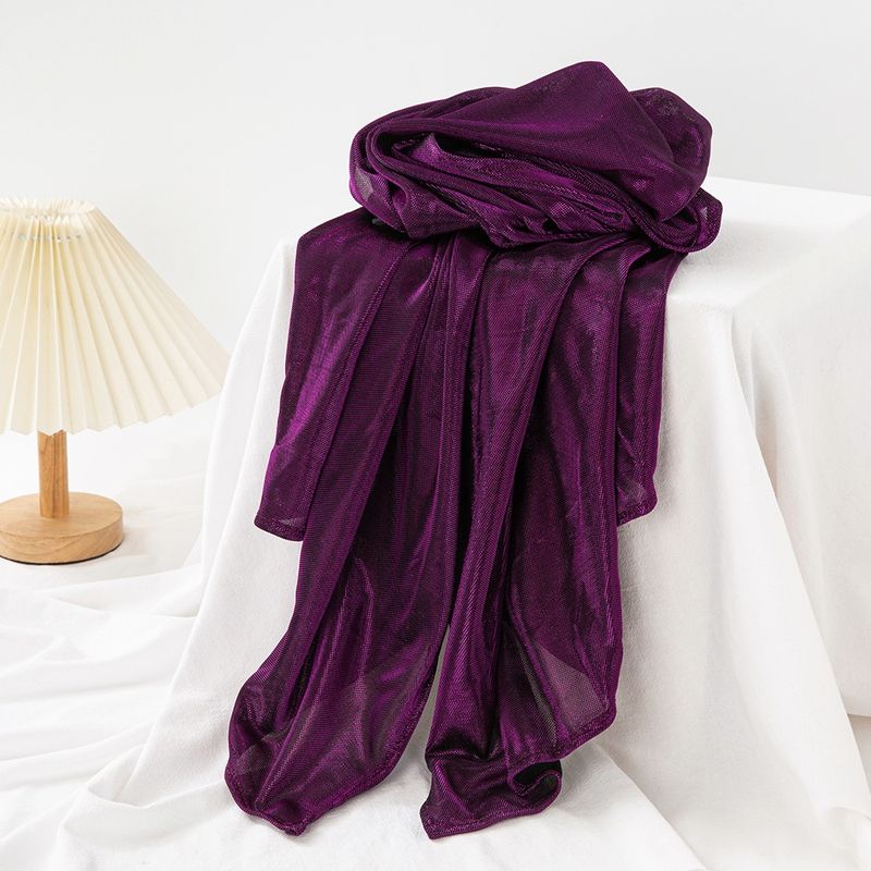 Kledingaccessoires Hoogwaardige heldere zijden lange sjaal Etnische sjaal Polyester moslim ademende vrouwelijke hoofddoek Zoomsjaal_voghion.com