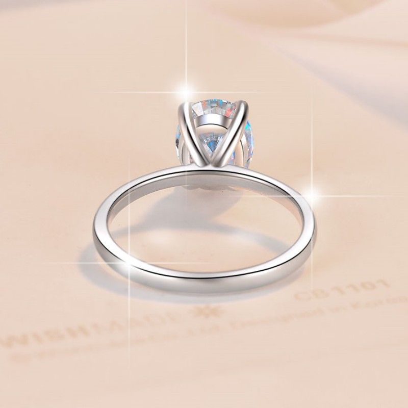 Anello ovale in moissanite da donna, a quattro griffe, semplice, placcato in oro, in argento sterling S925, a forma di uovo_voghion.com