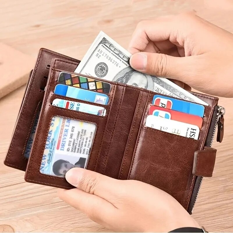 Moška denarnica za kovance RFID Blocking Moški PU usnje z zadrgo Imetnik vizitke Moška denarnica Denarnica_voghion.com
