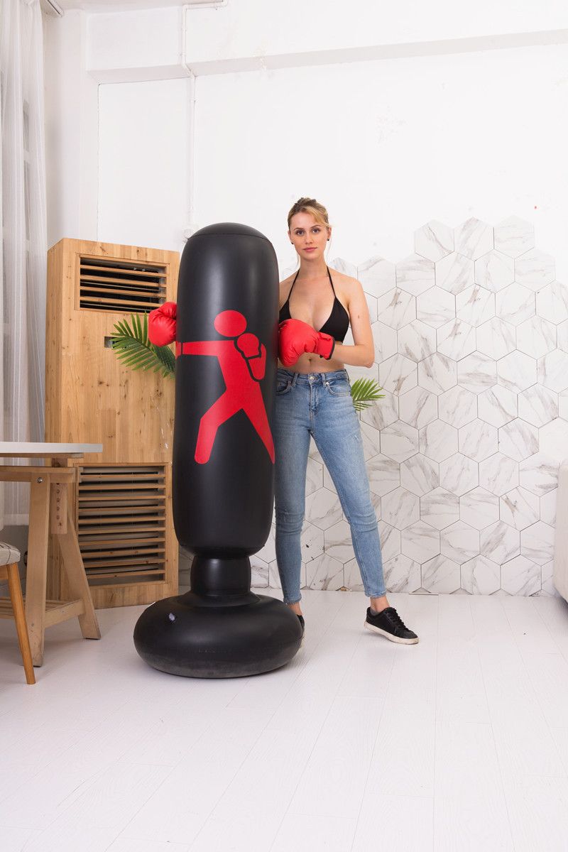 Supporto per sacco da boxe per bambini, altezza 1,6 m, gonfiabile, con base, giocattolo anticaduta per l'allenamento dei bambini_voghion.com
