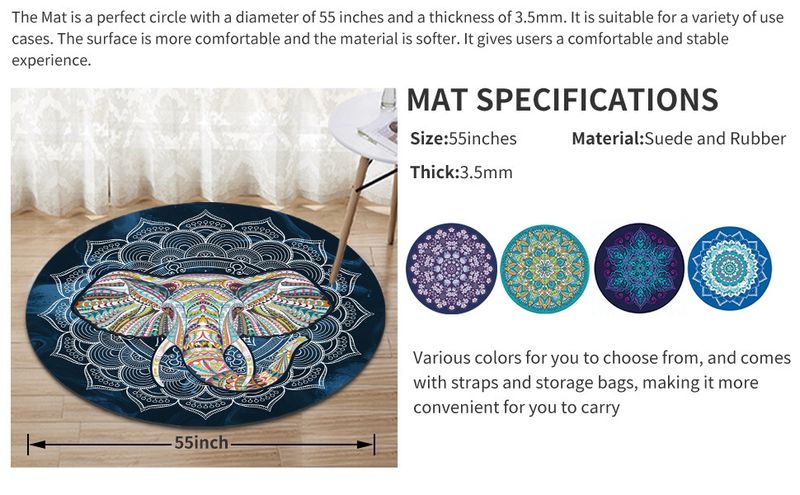 Yogamatten Suède Natuurlijke Rubber Meditatiemat Grote Ronde Mat Meditatie Meditatie Omgekeerde Mat Ondersteuning Antislip SGS Gecertificeerd_voghion.com