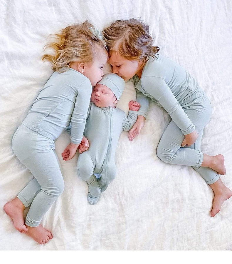 Çocuk Bambu Elyaf Bebek Paçalı Don Seti Kız Ve Erkek İç Giyim Taban Pijama Çocuk Ev Giyim_voghion.com