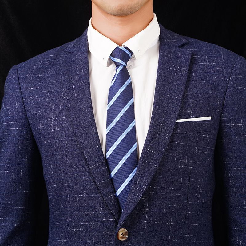 Cravatta da uomo con cerniera, elegante e formale, per donna, sposo, matrimonio, blu a righe, sottile, nera, senza nodo, facile da tirare_voghion.com